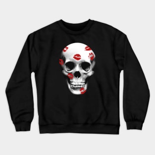 Valentines Red Lipstick Kiss Skull Grunge Retro Crewneck Sweatshirt